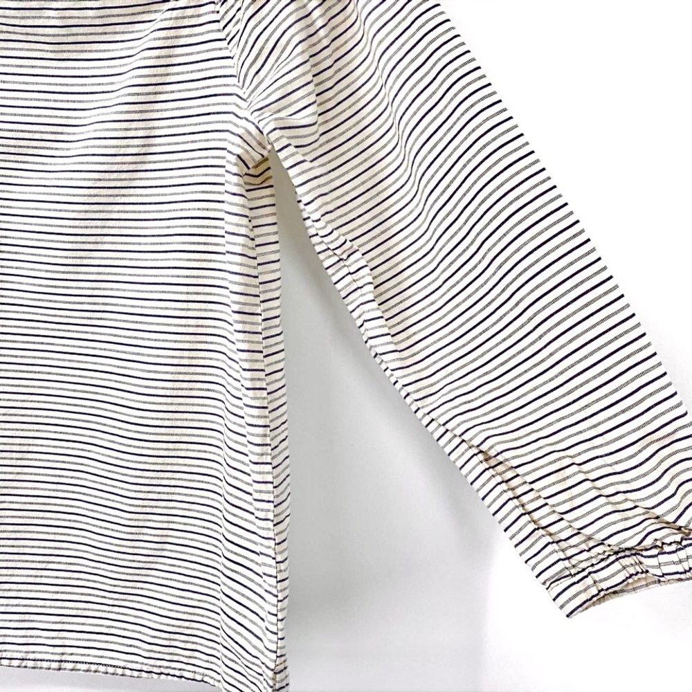 Madewell Indigo-Striped Jardin Off-the-Shoulder Peasant Top - Picture 14 of 16